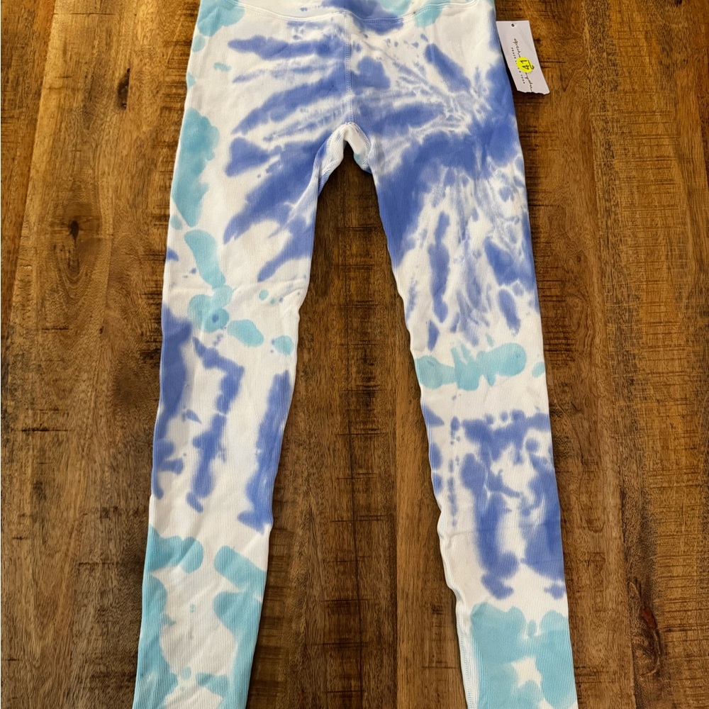 Spiritual Gangster Blue and White womens Love Sculpt seamless Leggings NWT